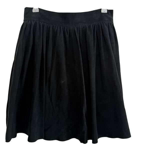 Y2K Vintage SAKS FIFTH AVENUE | Black Soft Suede Skater Skirt | Size Small - Picture 1 of 6